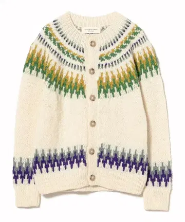 BEAMS 노르딕 무늬 니트 가디건