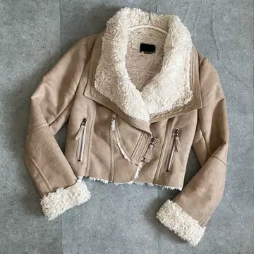 [ GALLERIE ] 인조 모피 무스탕 자켓 베이지 라이더스