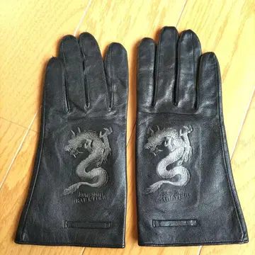 장 폴 고티에 블랙 가죽 장갑 드래곤
