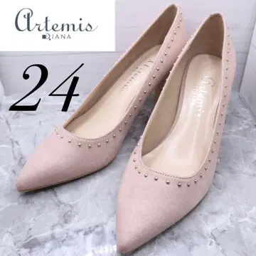 [컨디션 최상] [177] 다이애나 펌프스 스웨이드 스터드 핑크 24