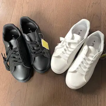 캐주얼 스니커즈 2세트 블랙 스니커즈 화이트 스니커즈 M 사이즈