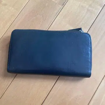 천연 가죽 네이비 장지갑 지퍼식