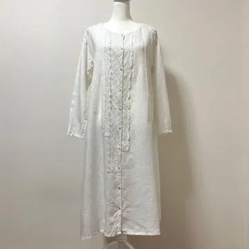 사만사 모스모스 30주년 기념일 린넨 100% 롱 원피스 가을 화이트