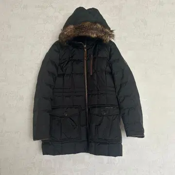 에디바우어 퍼 후드 다운 코트 블랙