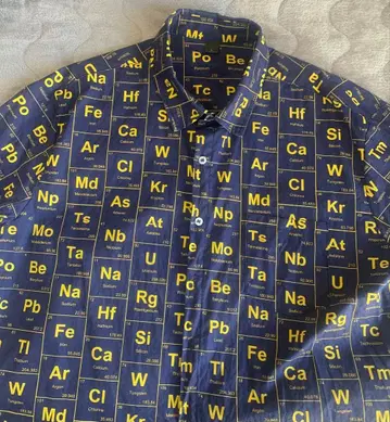 주기표 디자인 반팔 셔츠 네이비