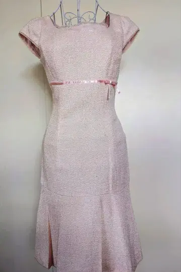 R.F INTERREMIX 핑크 트위드 슬리브리스 원피스 일본제