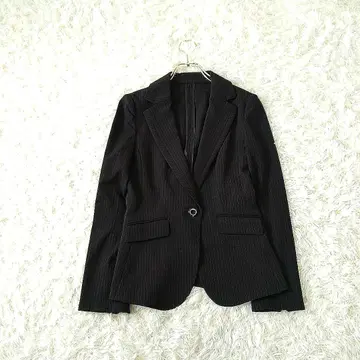 MISCH MASCH 스트라이프 스트레치 테일러드 자켓 36 블랙