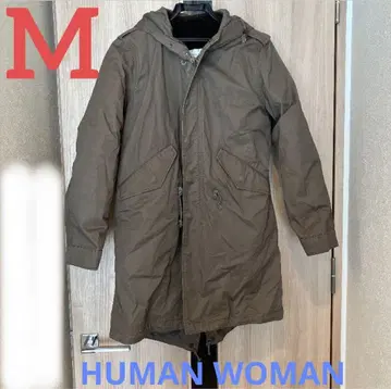 HUMAN WOMAN 후드 부착 모즈 코트 M 2way