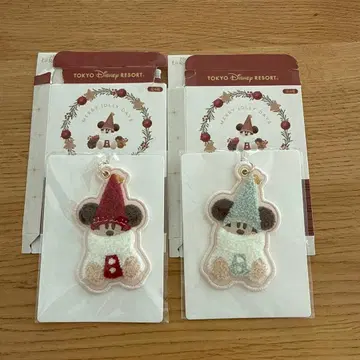 미키 릴린린 키체인 빨간색 스카이블루 2개 세트 디즈니