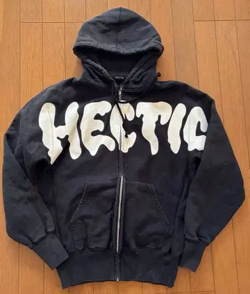 HECTIC 블랙 지퍼 후드 맨투맨 후디 90s 헥틱
