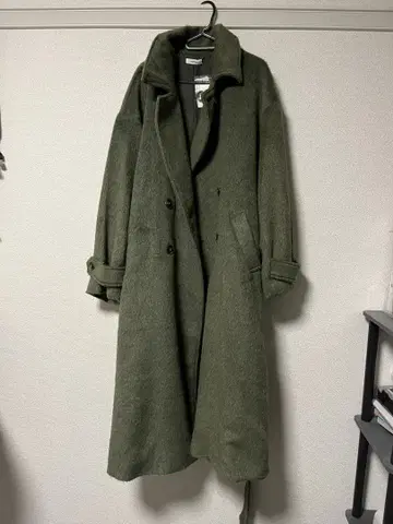 샤기 더블 체스터 코트 M 사이즈 올리브