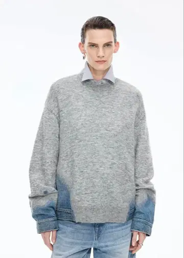 Denim x Knit Contrast Sweater