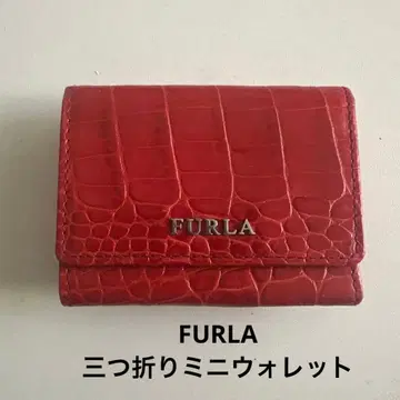 [ 새상품급 ] 훌라 FURLA 악어 무늬 지갑 3단 폴더형 지갑