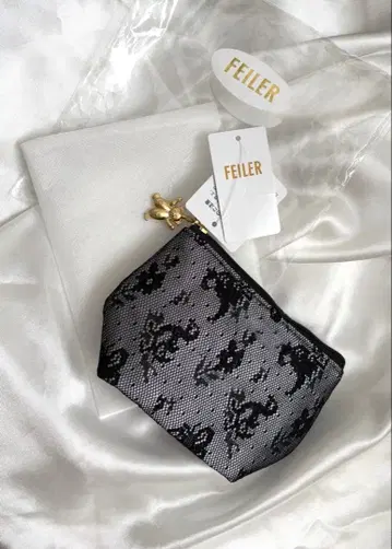 정품 새상품 FEILER 페이러 하이디 파우치 블랙 레이스