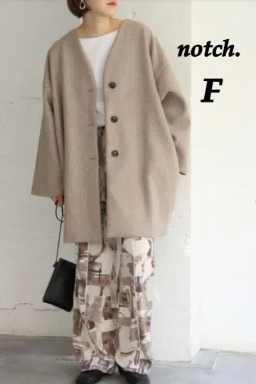 노치. 노치 노카라 미들 코트 드롭 숄더 브라운 F 사이즈