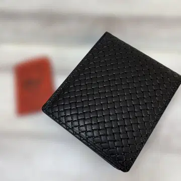 도치기 가죽 블랙 가죽 엠보 접이식 지갑 일본제