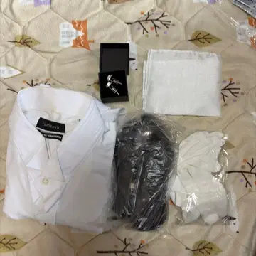 턱시도용 화이트 셔츠와 부속품 세트 신랑 잡화 6점 세트