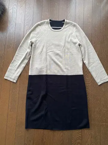 자유구 38 사이즈 리버서블 니트 원피스 베이지 블랙 7부 소매