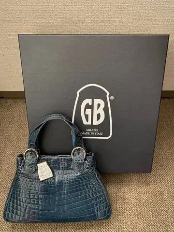 GB 네이비 크로커다일풍 핸드백