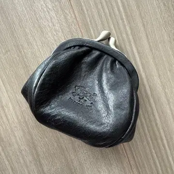IL BISONTE 블랙 가죽 가마구치 코인 케이스