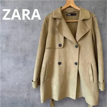 ZARA 페이크 스웨이드 트렌치코트 카키 M 사이즈 벨트 포함 럭셔리