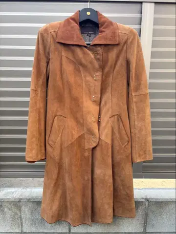 브라운 스웨이드 롱 코트 사이즈 S~M