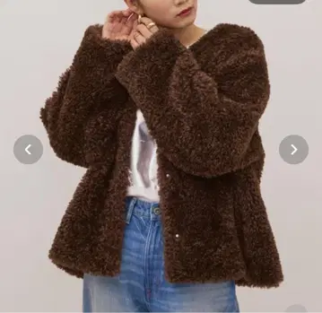 브라운 플리스 보아 자켓