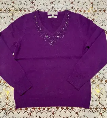 캐시미어 100% 퍼플 니트 스웨터