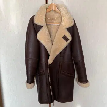 브라운 천연 가죽 숏코트