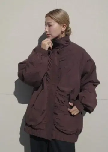 hideka 시마무라 콜라보 ZIP 블루종 브라운