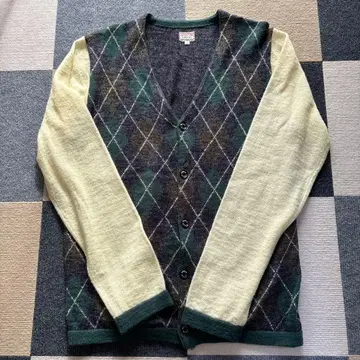 아가일 무늬 가디건 LL 사이즈 그린/아이보리
