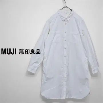 무인양품 면 100% 셔츠 원피스 루즈핏 체형 커버 겉옷 화이트 M