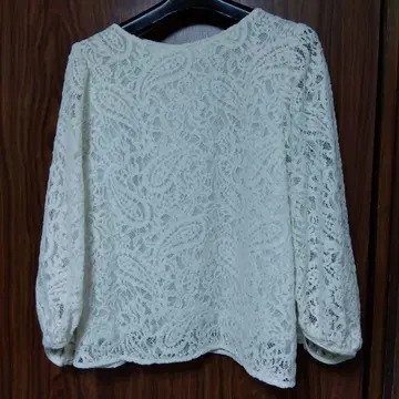 아이보리 레이스 7부 소매 블라우스 보르지 M 새상품