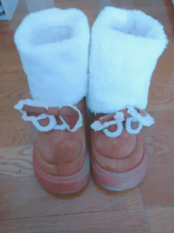 브라운과 화이트의 어그 부츠