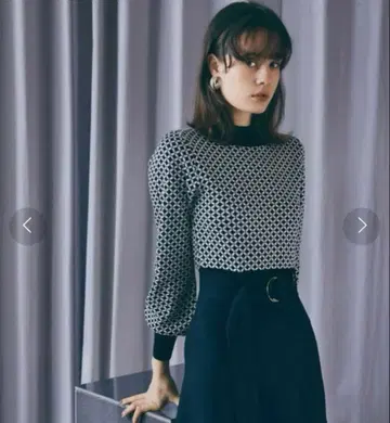 REDYAZEL 패턴 x 무지 플레어 니트 롱 원피스 S