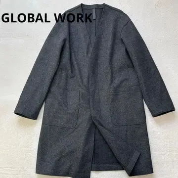 Y11 GLOBAL WORK 노카라 코트 남성용 L 그레이 롱