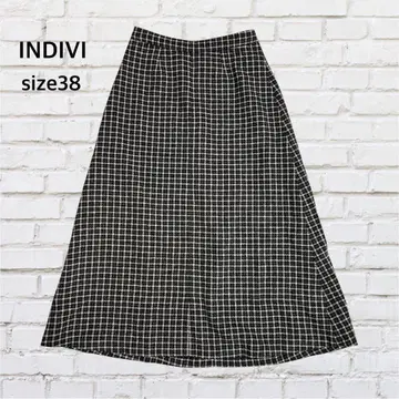 INDIVI 인디비 울 롱 스커트 체크 가을/겨울 38 M