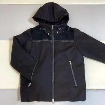 충전솜 자켓 후드 부착 블랙 스웨이드 절개 샵티케이 겨울