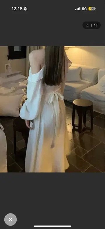 프릴 오픈 숄더 롱 원피스