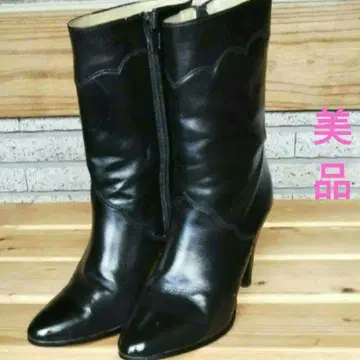 블랙 가죽 부티 23cm