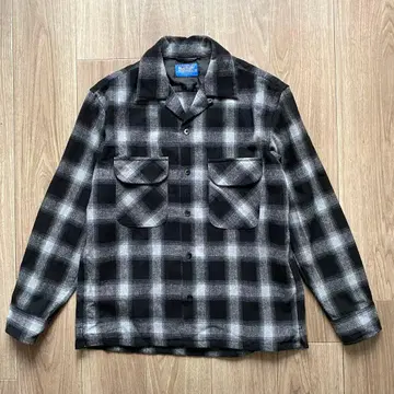 새상품급 BACK NUMBER 옴브레 체크 오픈 카라 셔츠