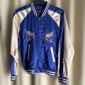 [ 구제 의류 ] 파랑 스카잔 용과 독수리 자수 포함