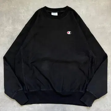 챔피온 리버스 위브 맨투맨 구제 의류 자수 2XL 블랙 17767