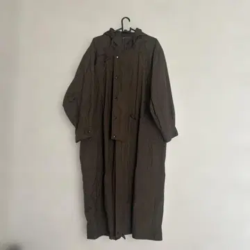 후드 부착 나일론 코트 카키