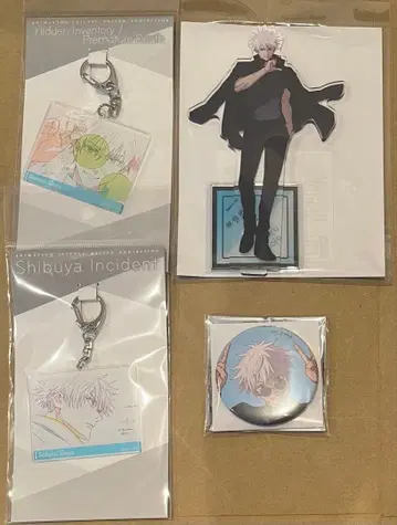 애니메이션 주술회전전 고죠 사토루 아크릴 스탠드 캔뱃지 아크릴 키링 2종