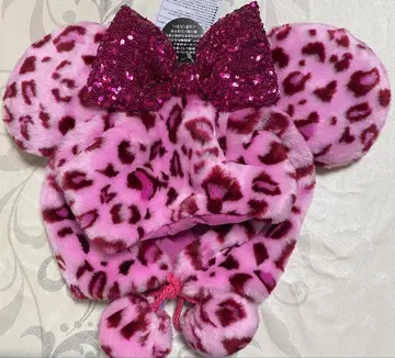 새상품 레오파드 무늬 팬캡 핑크 디즈니 레오파드