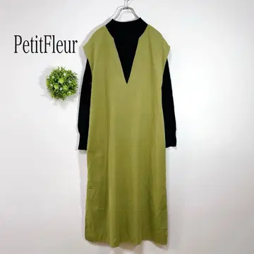 쁘띠 플뢰르 [ F ] V넥 롱 원피스 루즈핏 얇은 소재 코듀로이