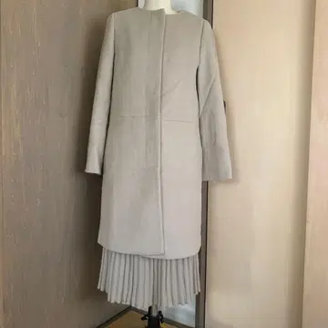 캐시미어 베이지 노카라 롱 코트