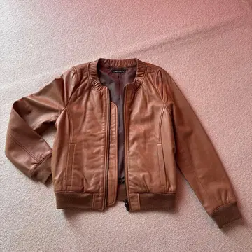 브라운 노카라 자켓 M 사이즈 천연 가죽