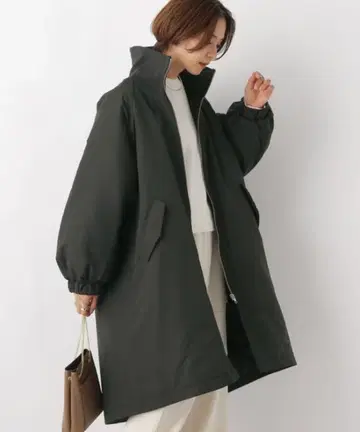 렙심 리브 스탠드 롱 코트 블랙